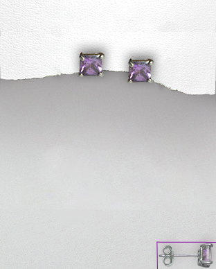 <b>Fine silver and purple zirconia earrings</b>