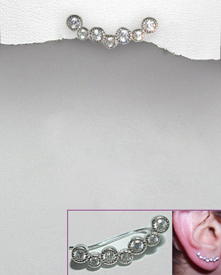 <b>Silver 925 and white zirconia earring- right ear</b>